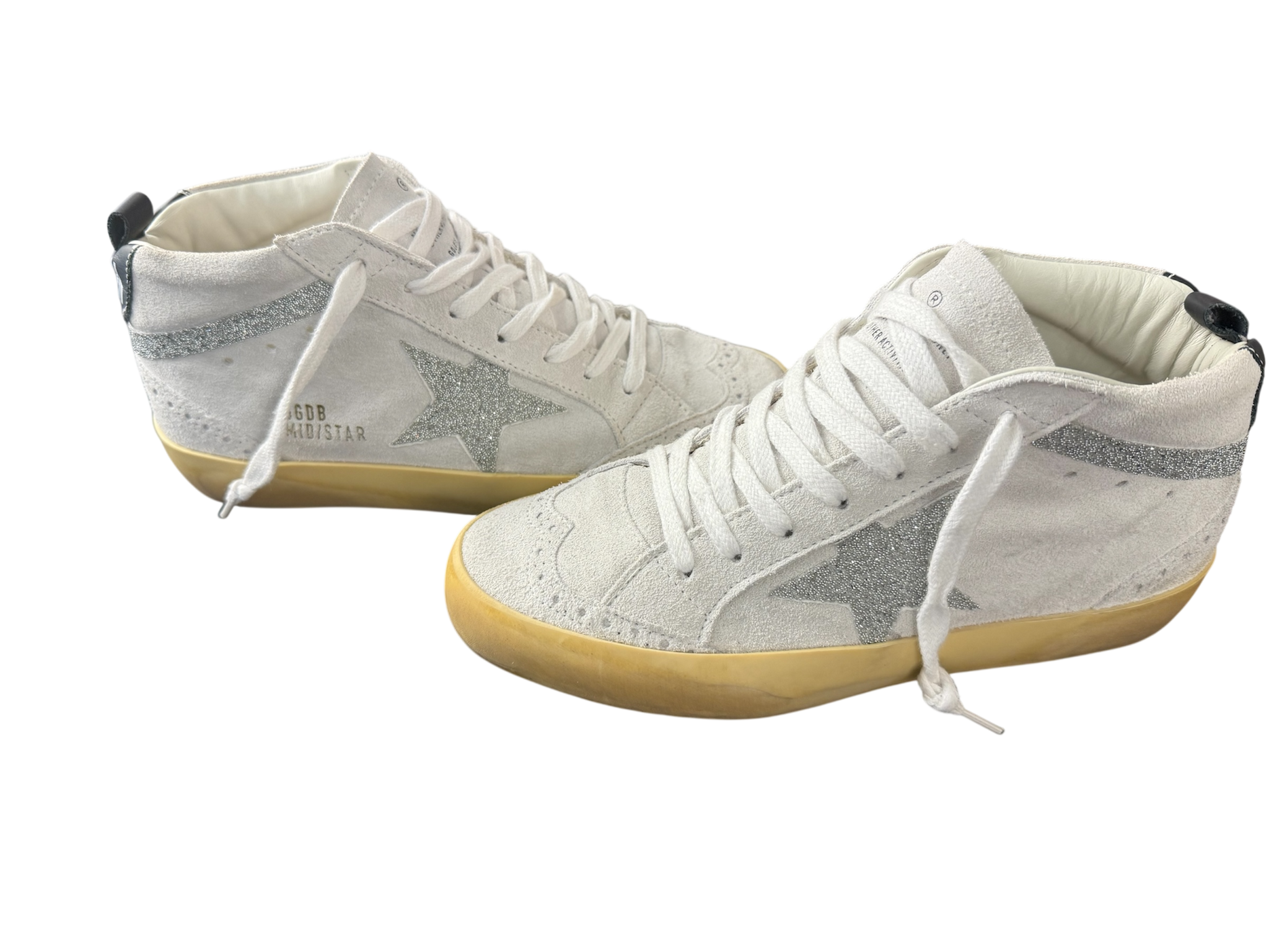 Golden Goose Mid Star Blanco con Estrella Glitter - Talla 7 (Como Nuevas)