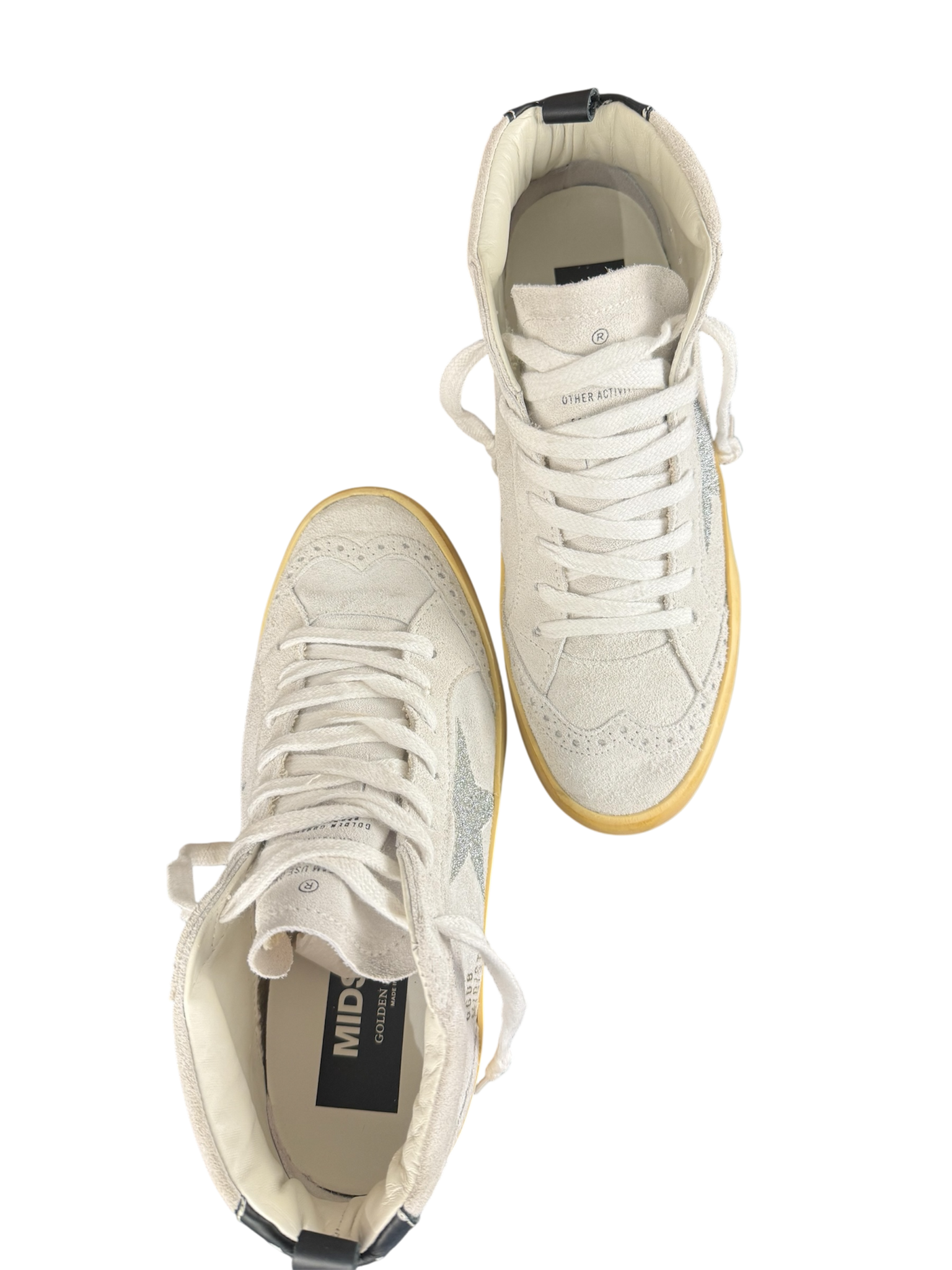 Golden Goose Mid Star Blanco con Estrella Glitter - Talla 7 (Como Nuevas)