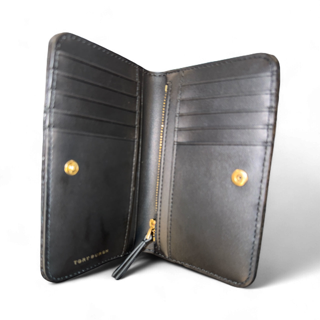 Tory Burch Fleming Wallet – Black Quilted Leather