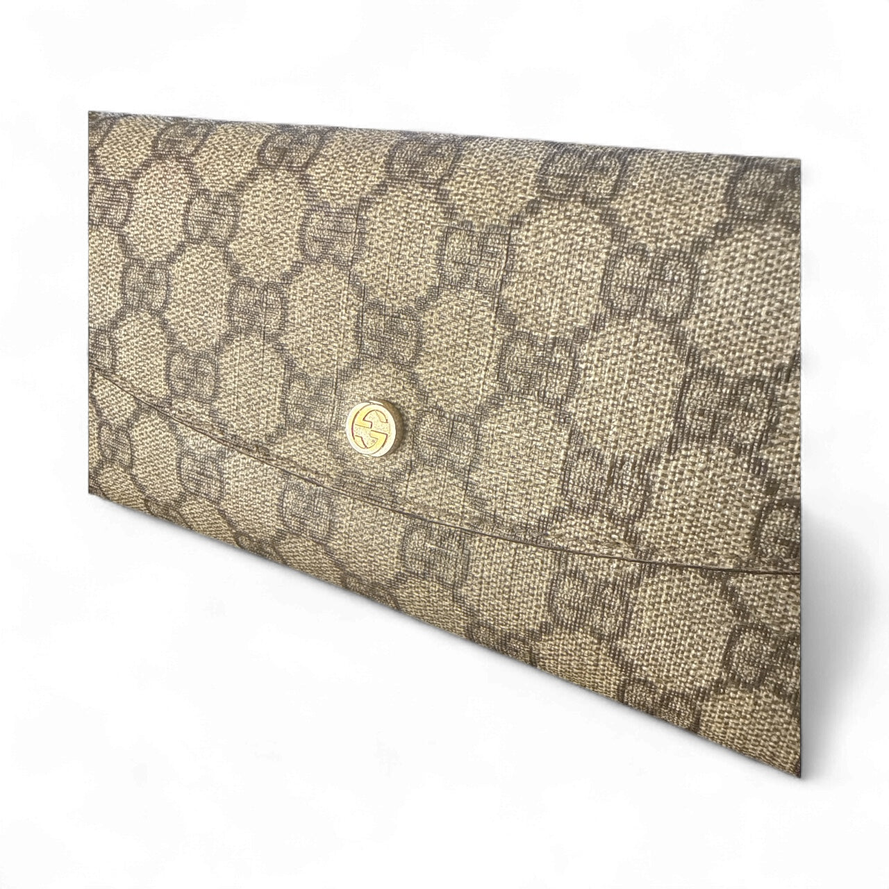 Cartera continental Gucci GG Supreme en beige/ébano con interior turquesa