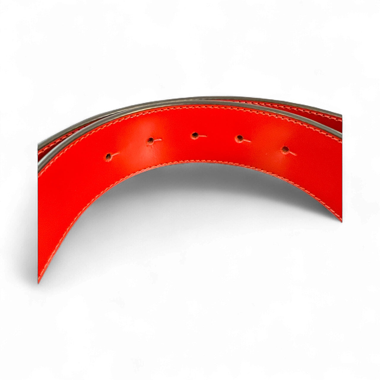 Tory Burch Reversible Logo Belt – Black & Red / Gold Hardware (Size 30)