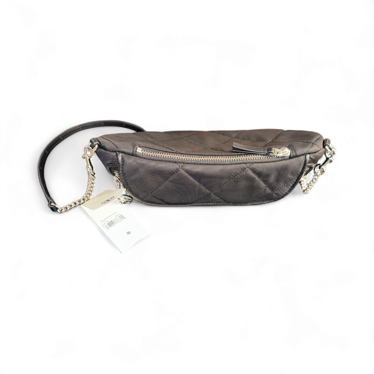 Tory Burch “Willa” Quilted Nylon Belt Bag – Negro con Detalles Plateados (Nueva con Tags)