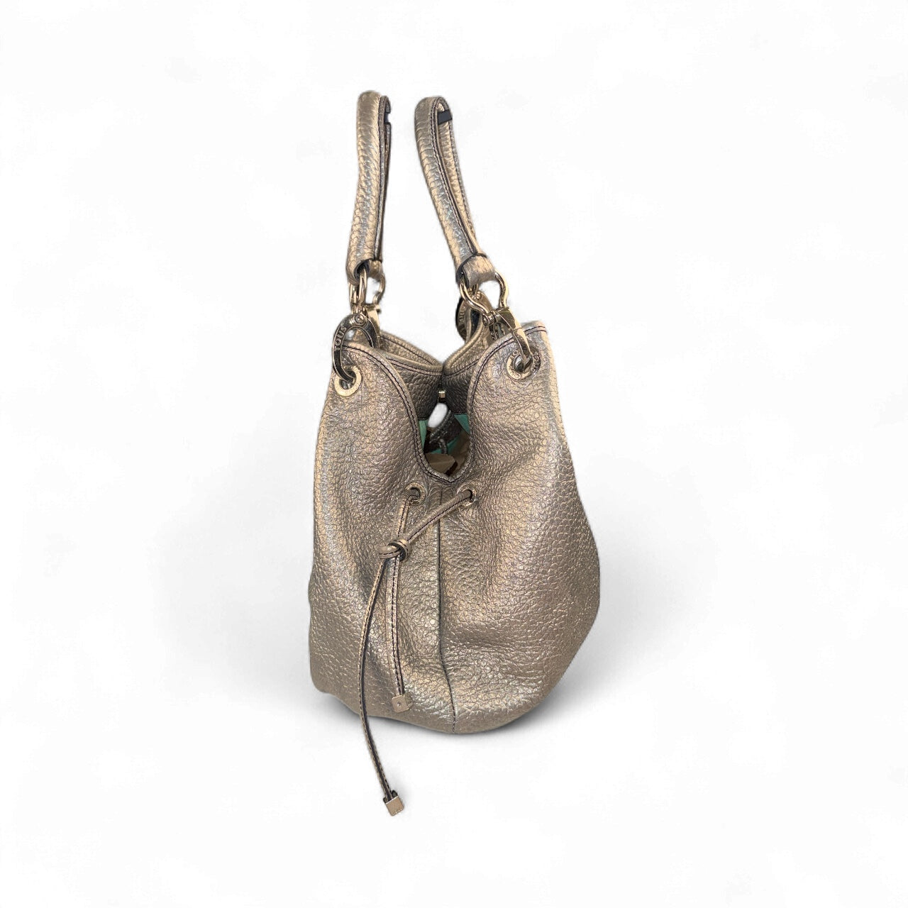 TOUS Silver Pebbled Leather Tote – Iconic Bucket Bag