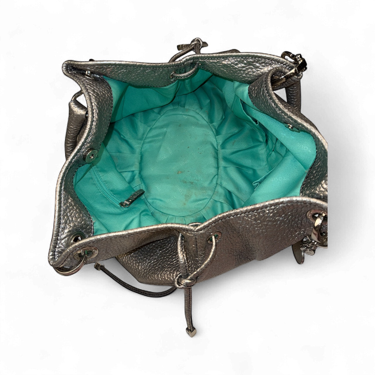 TOUS Silver Pebbled Leather Tote – Iconic Bucket Bag