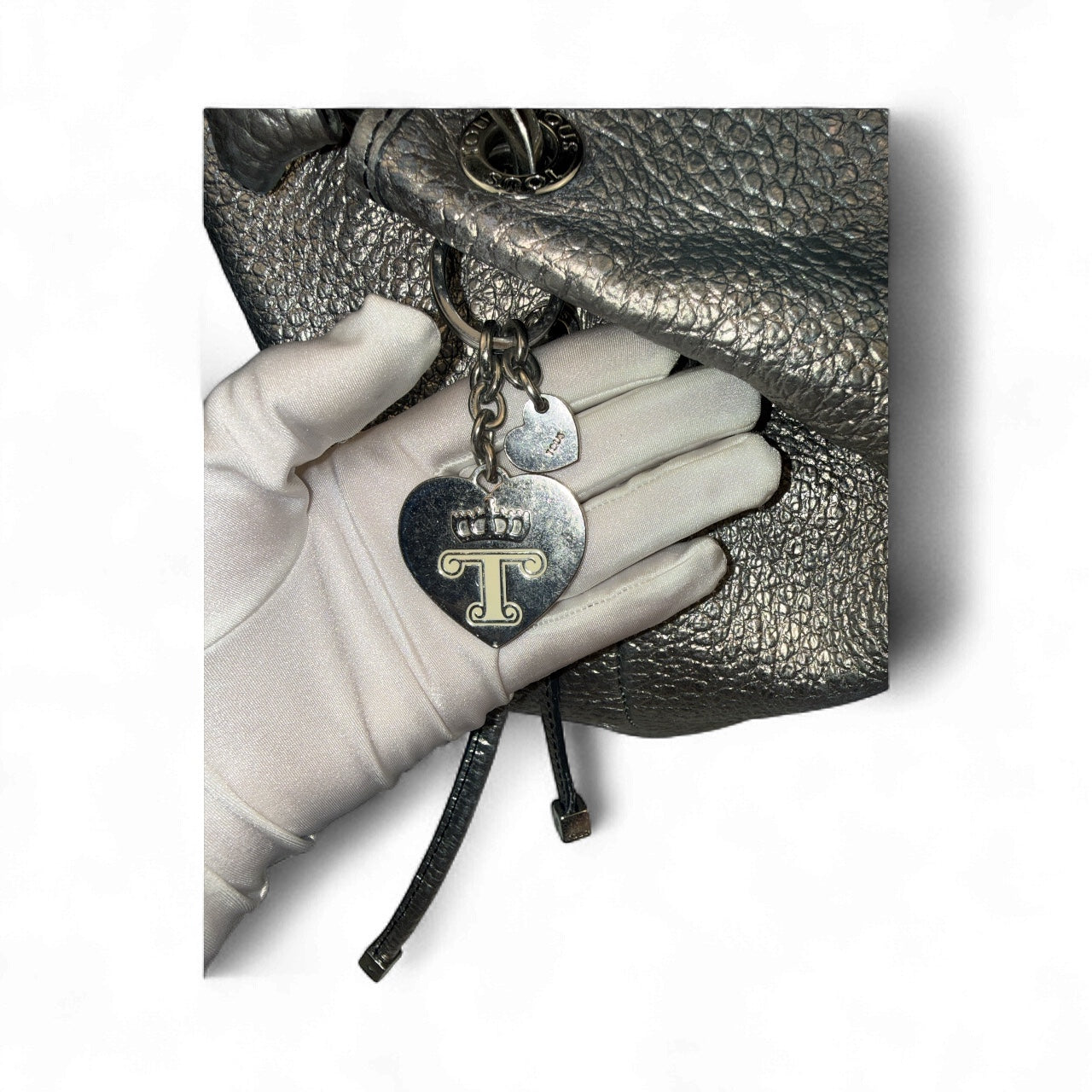 TOUS Silver Pebbled Leather Tote – Iconic Bucket Bag