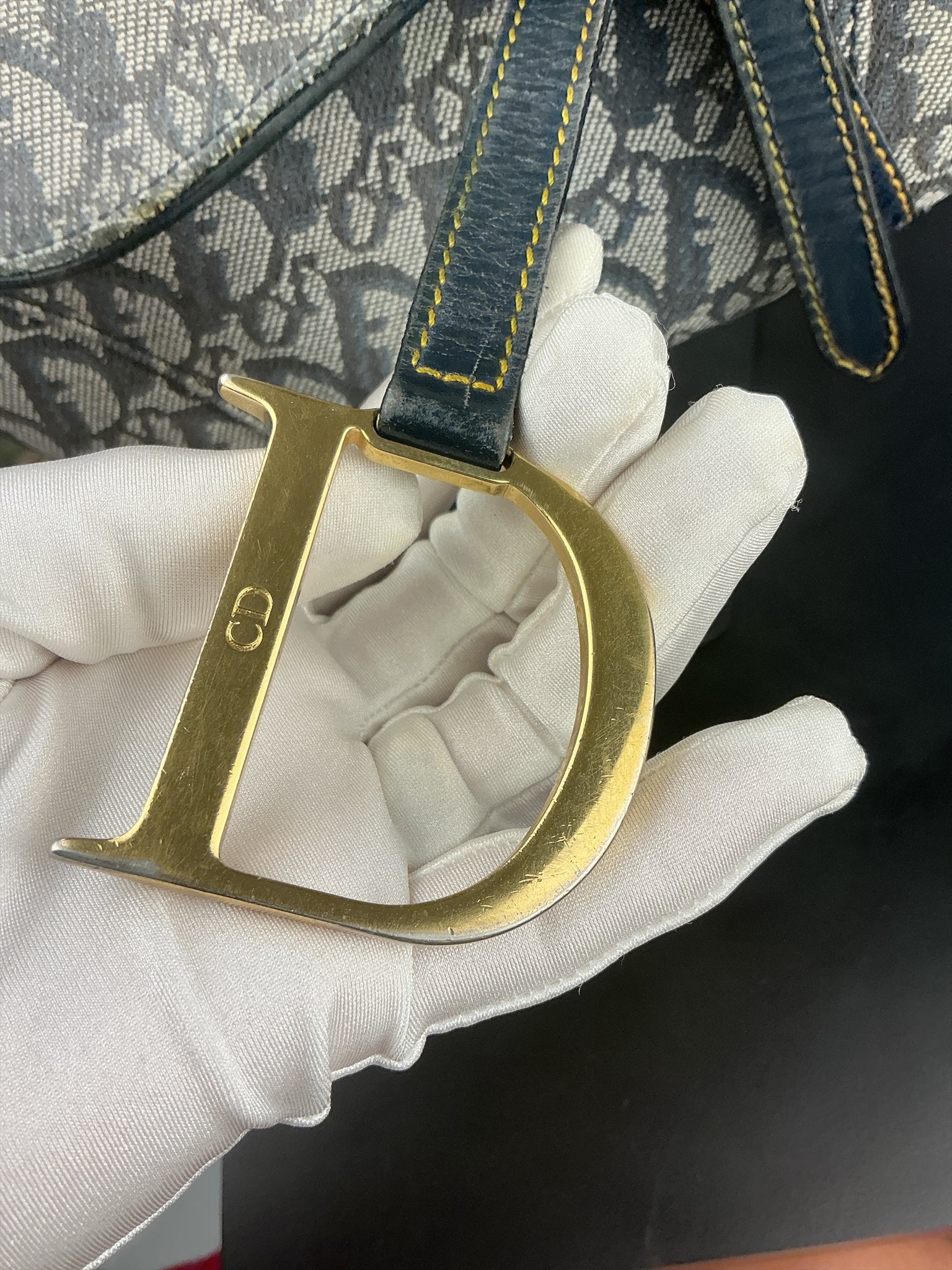 Christian Dior Saddle Bag – Canvas Monogram Azul Marino (Loved Vintage Treasure)