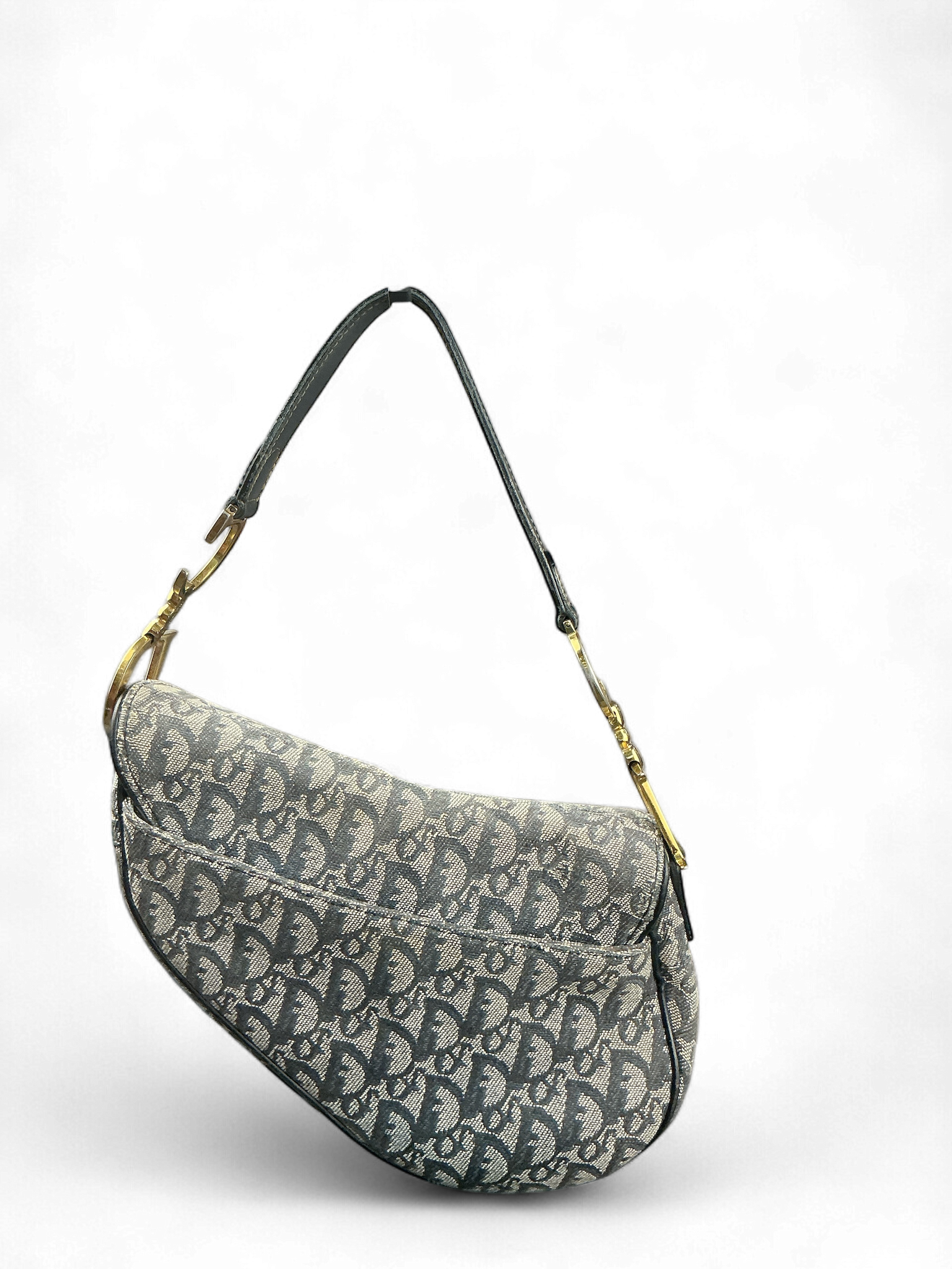 Christian Dior Saddle Bag – Canvas Monogram Azul Marino (Loved Vintage Treasure)