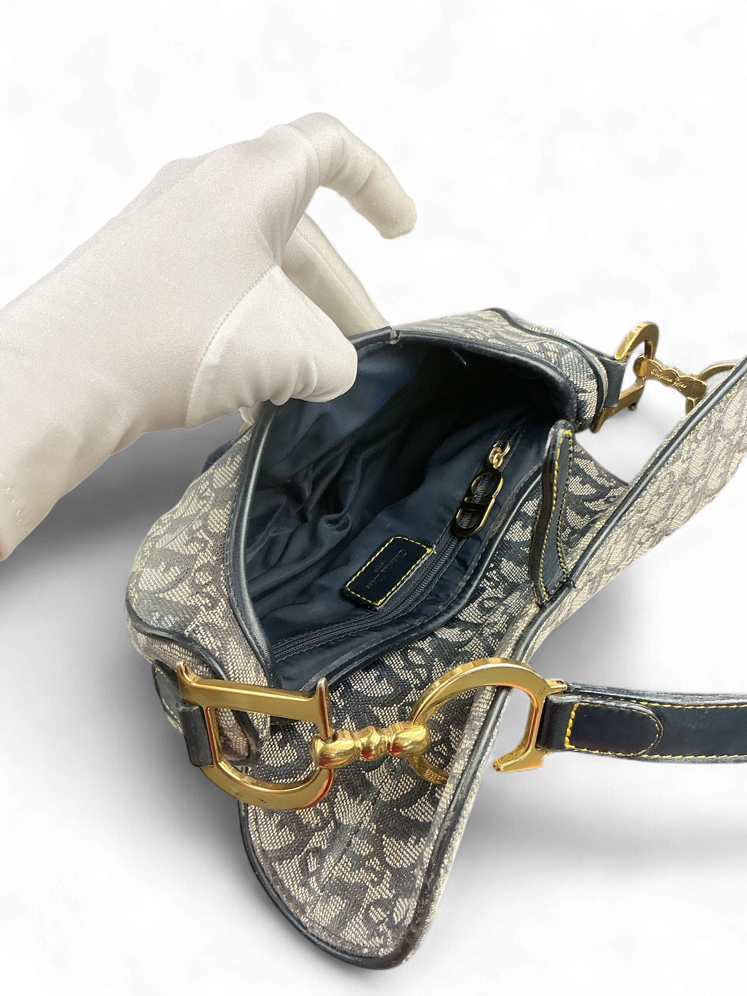 Christian Dior Saddle Bag – Canvas Monogram Azul Marino (Loved Vintage Treasure)