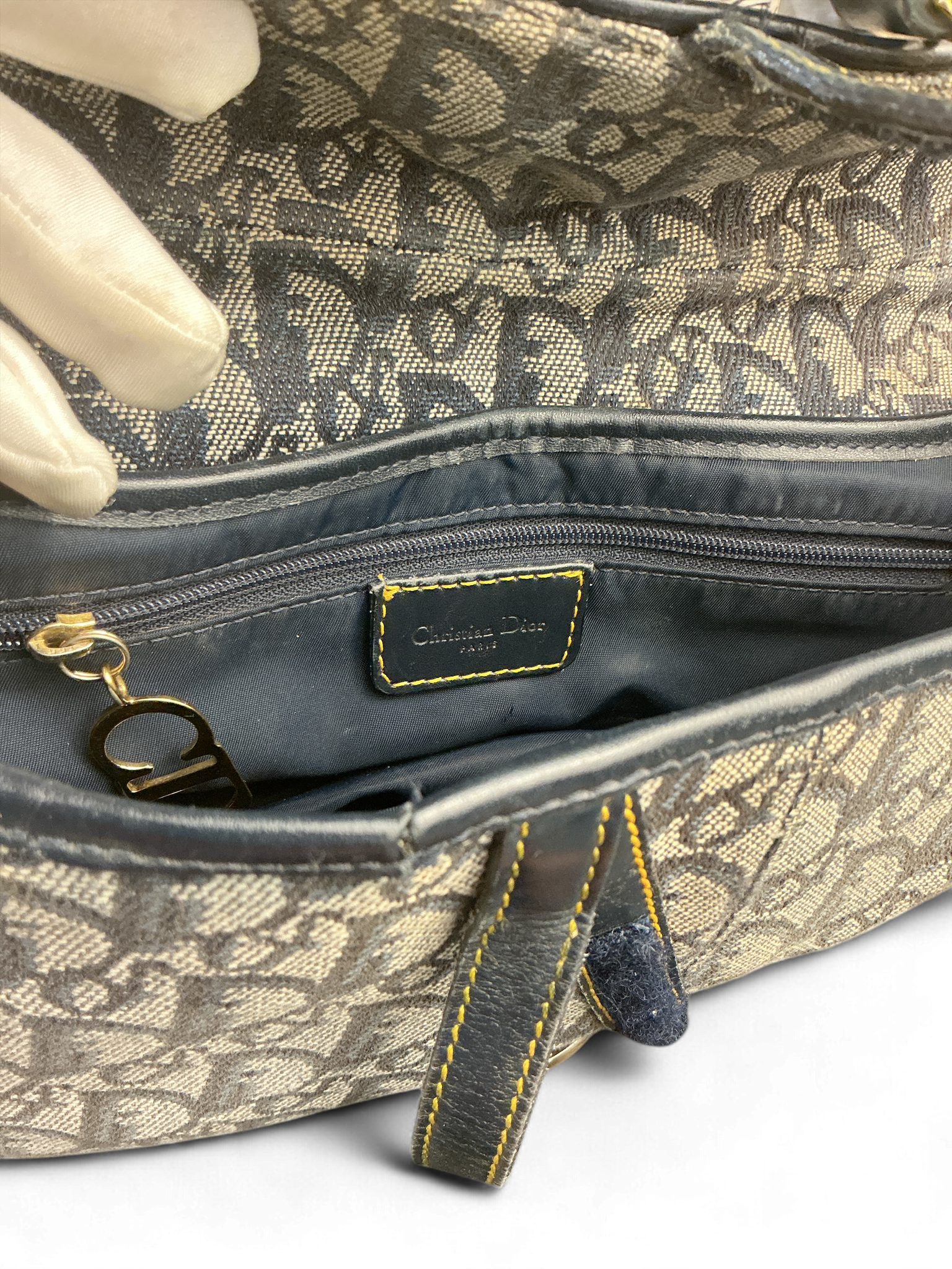 Christian Dior Saddle Bag – Canvas Monogram Azul Marino (Loved Vintage Treasure)