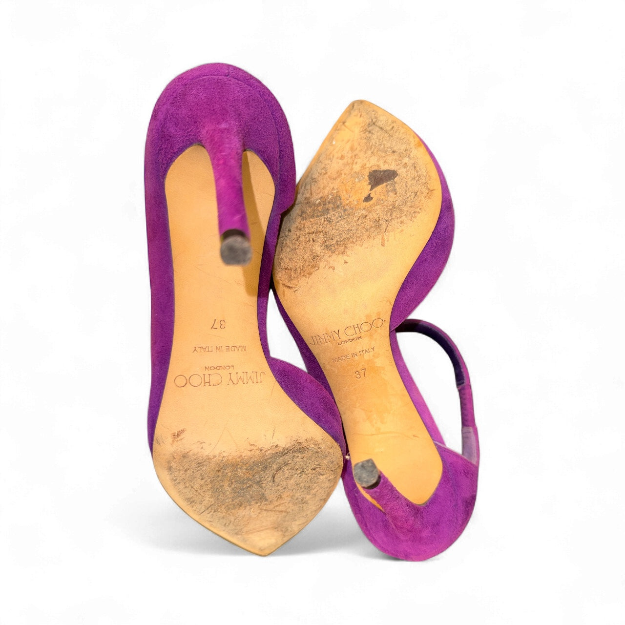 Zapatos de tacón cruzados de ante morado de Jimmy Choo