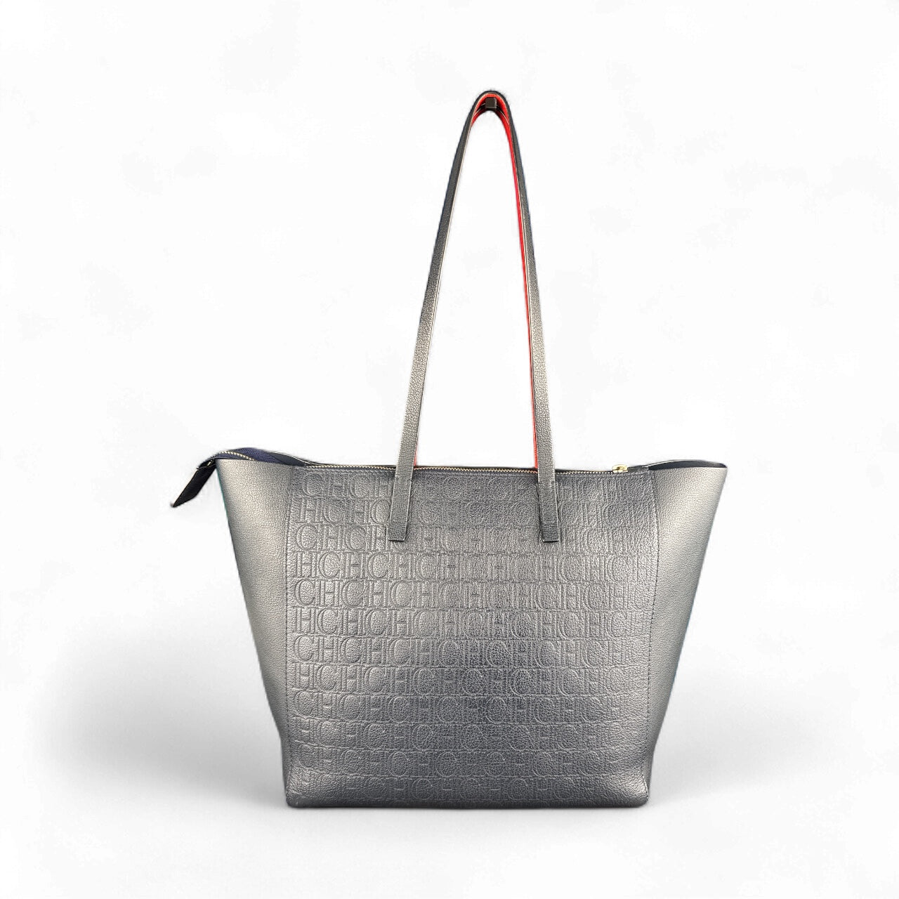 Bolso tote Carolina Herrera con logo grabado – Piel Saffiano azul marino