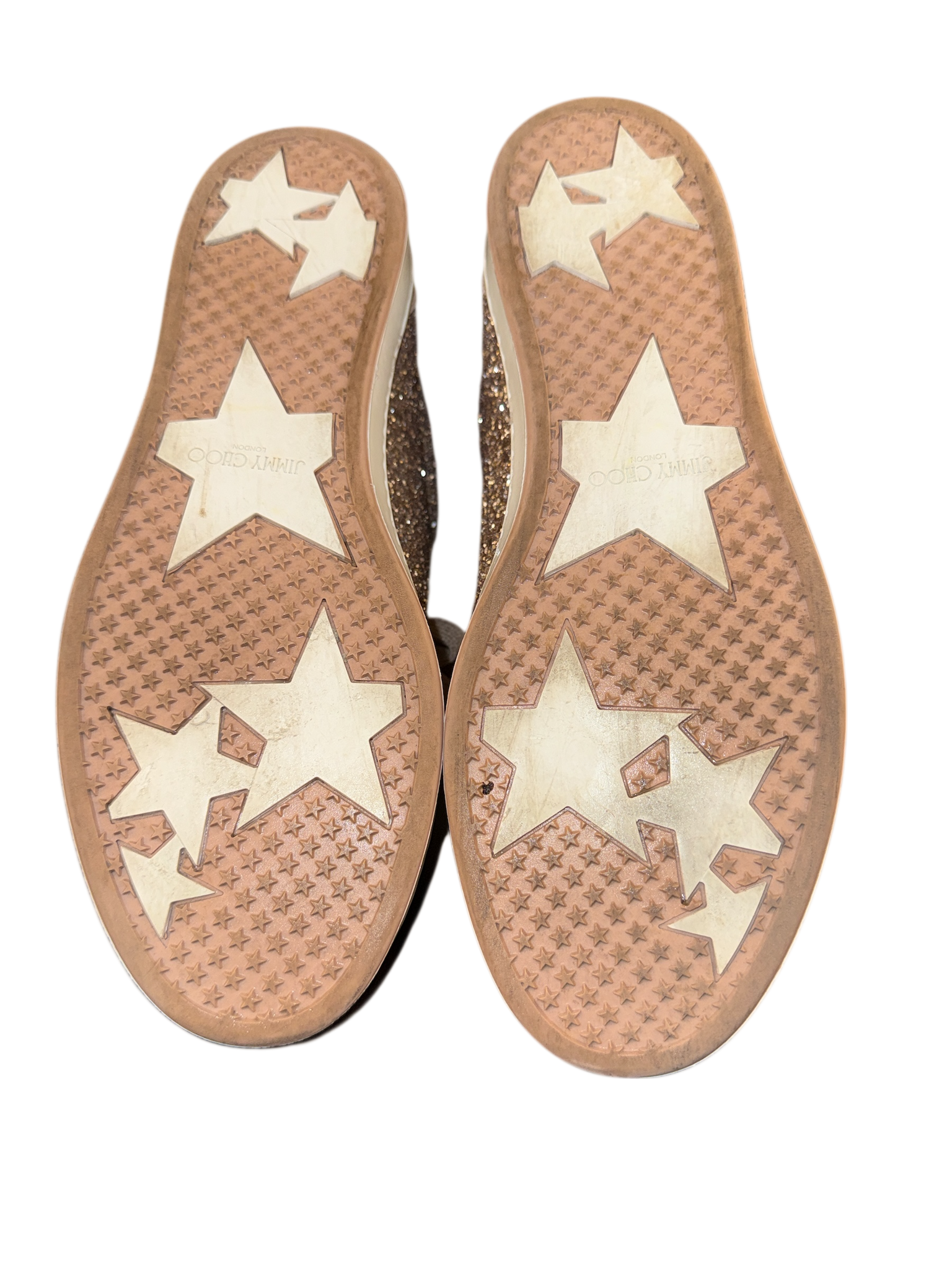 Jimmy Choo “Miami” Glitter Sneakers en tono Champagne con Dust Bag Talla 40