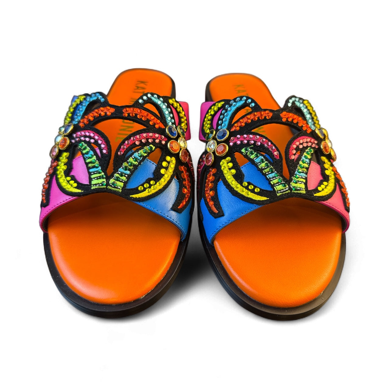 Kat Maconie “Multibrights” Crystal Slide Sandals / Nueva en caja. Talla 40