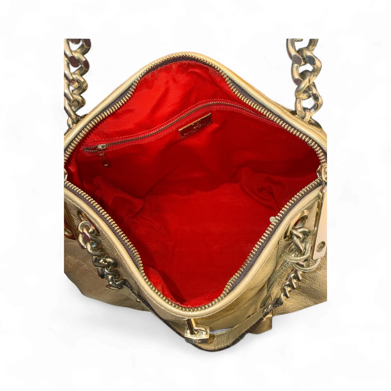 Carolina Herrera Gold Monogram Embossed Leather Dahlia Hobo,  Candado y Llaves Originales