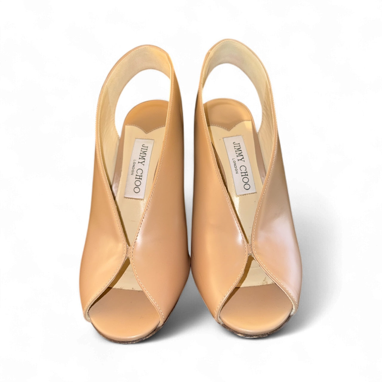 Jimmy Choo - Zapatos de salón destalonados Shar de cuero beige