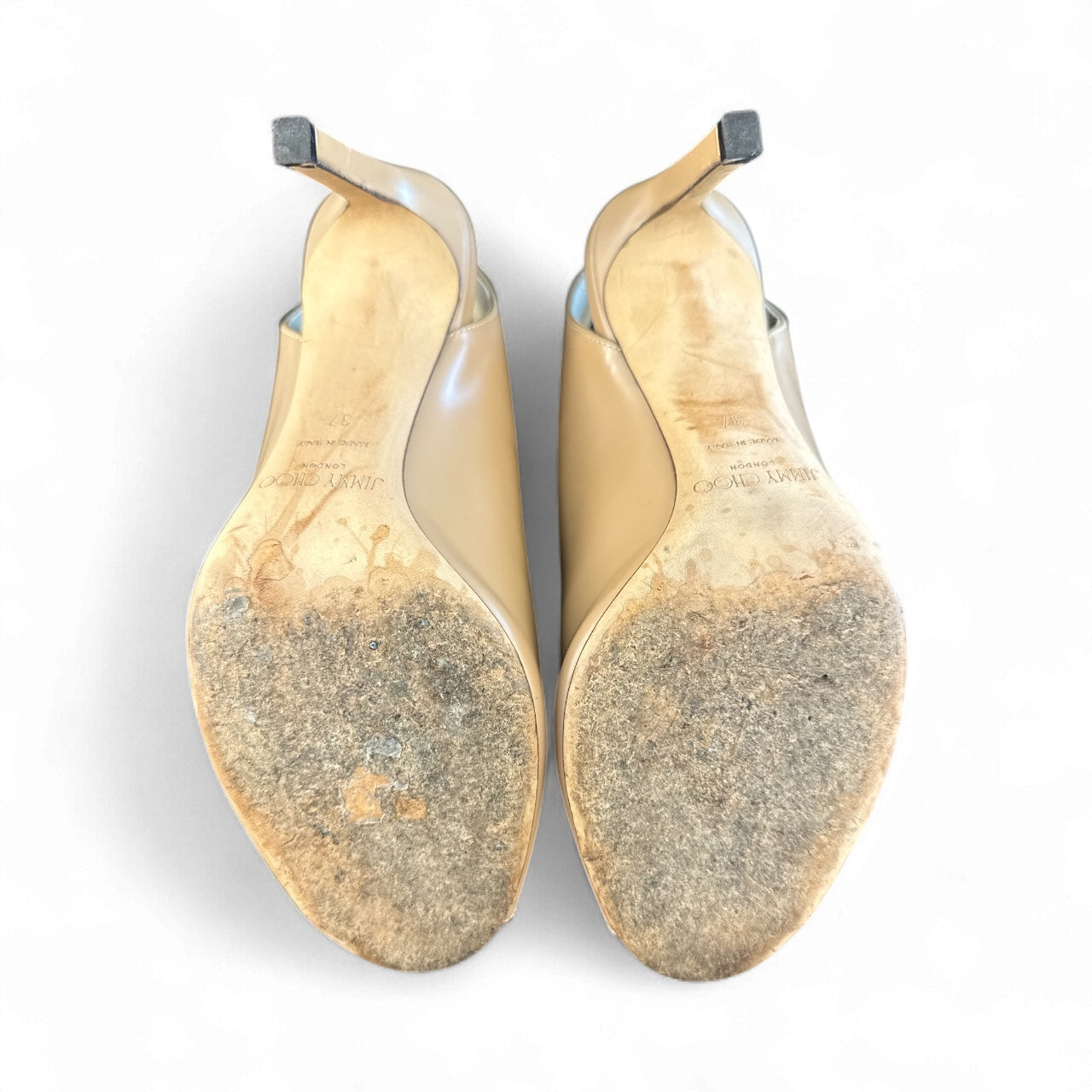 Jimmy Choo - Zapatos de salón destalonados Shar de cuero beige