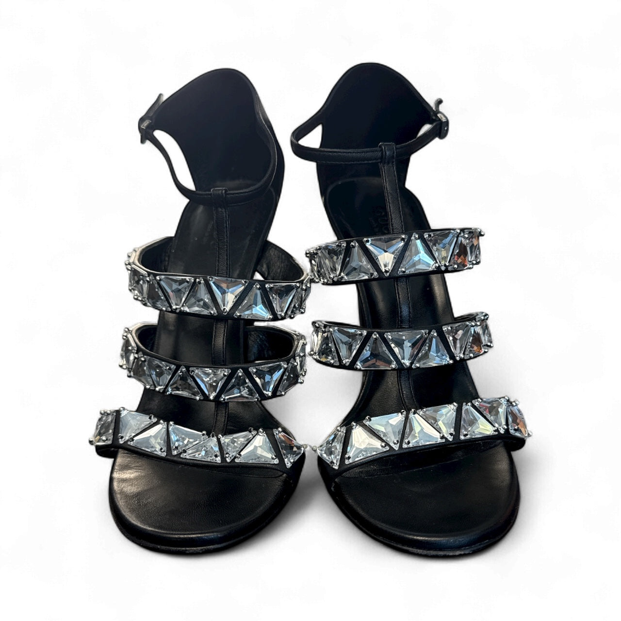 Gucci Sandalia “Pierre Lumière / Charlotte” Negro-Cristales – Edición Lujo Sostenible Tall 39