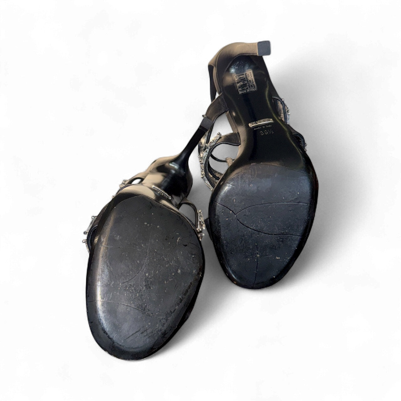 Gucci Sandalia “Pierre Lumière / Charlotte” Negro-Cristales – Edición Lujo Sostenible Tall 39