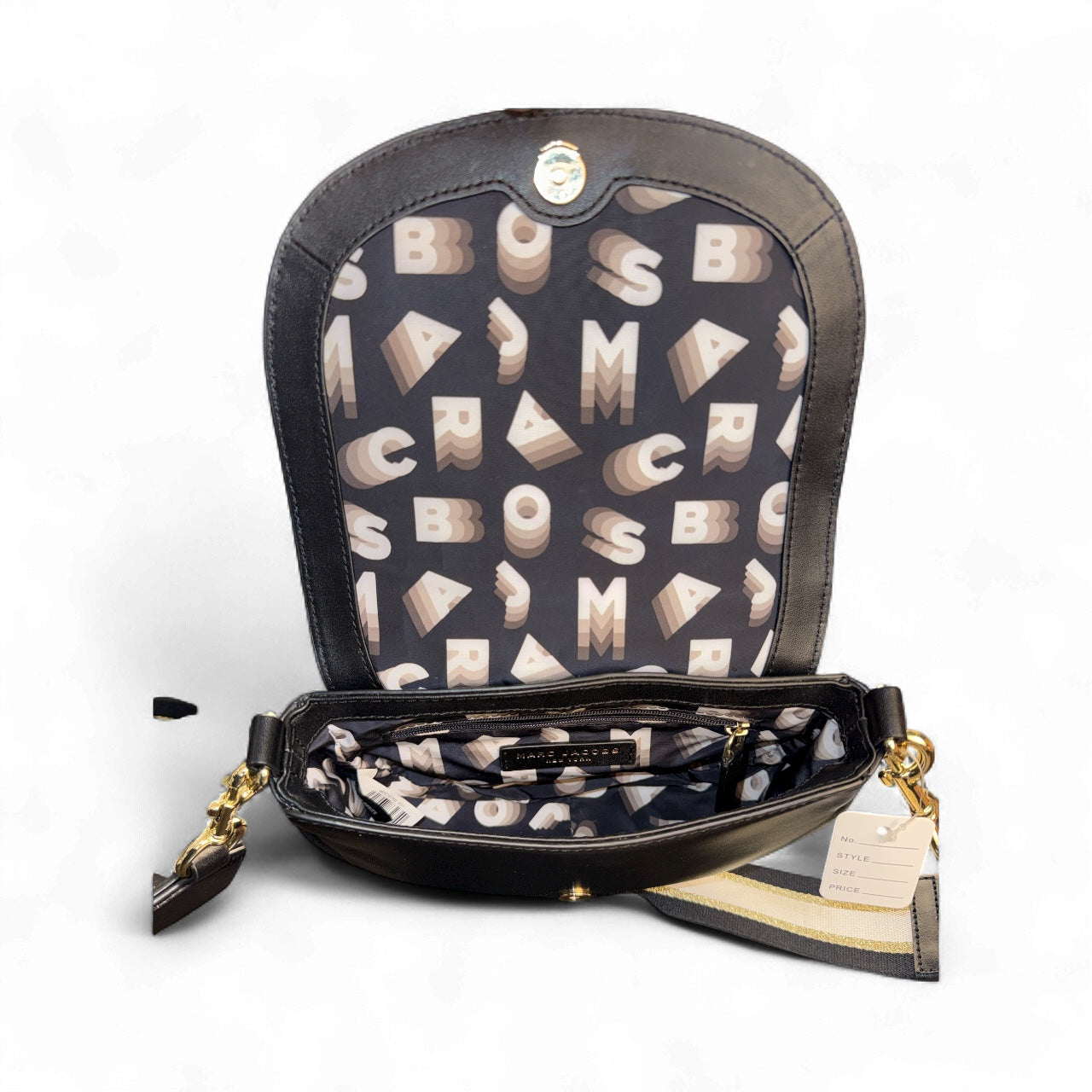 Bolso Saddle de Marc Jacobs con correa ancha – Piel negra