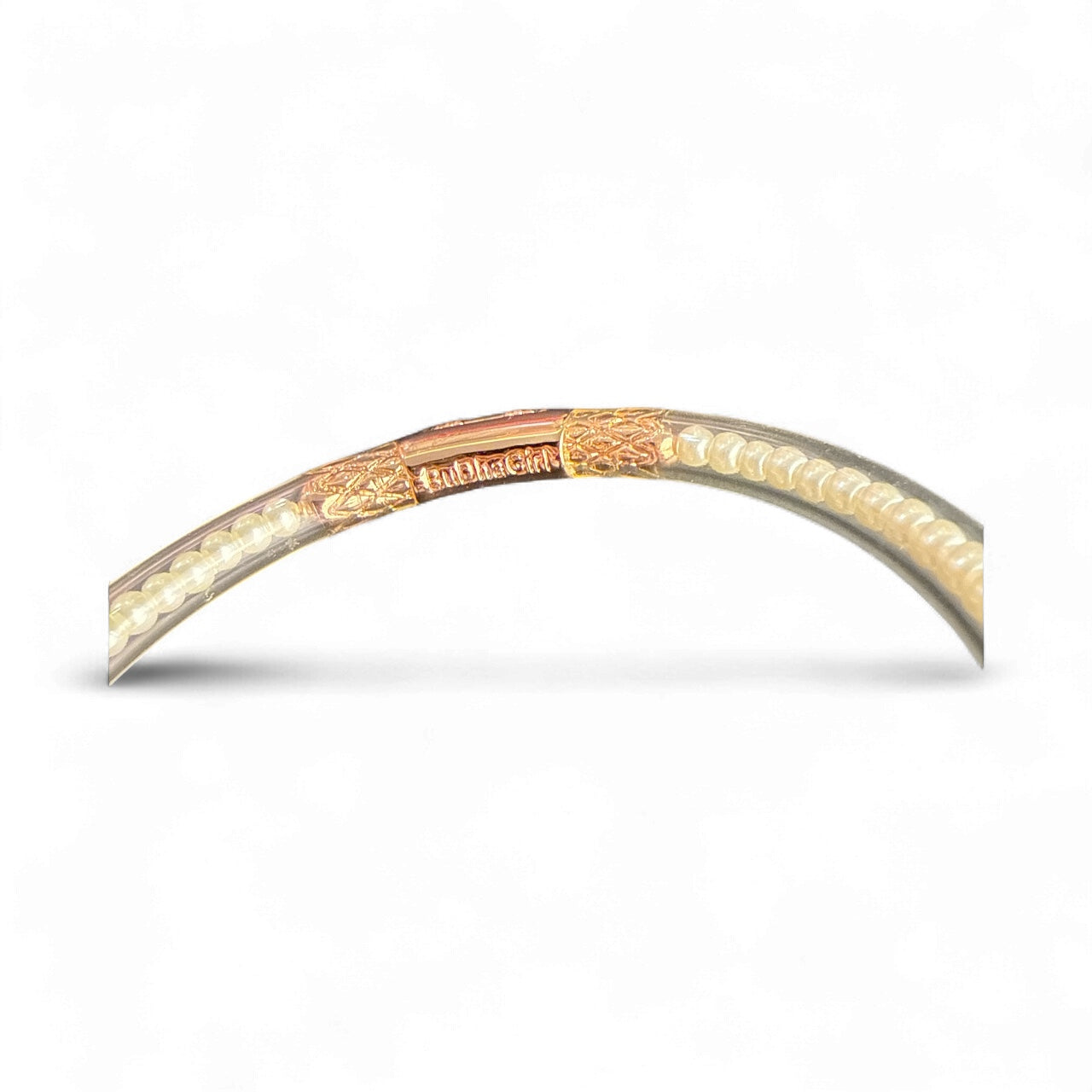 BuDhaGirl Three Kings All Weather Bangle – Pearls & Rose Gold (Talla Medium, NUEVA)
