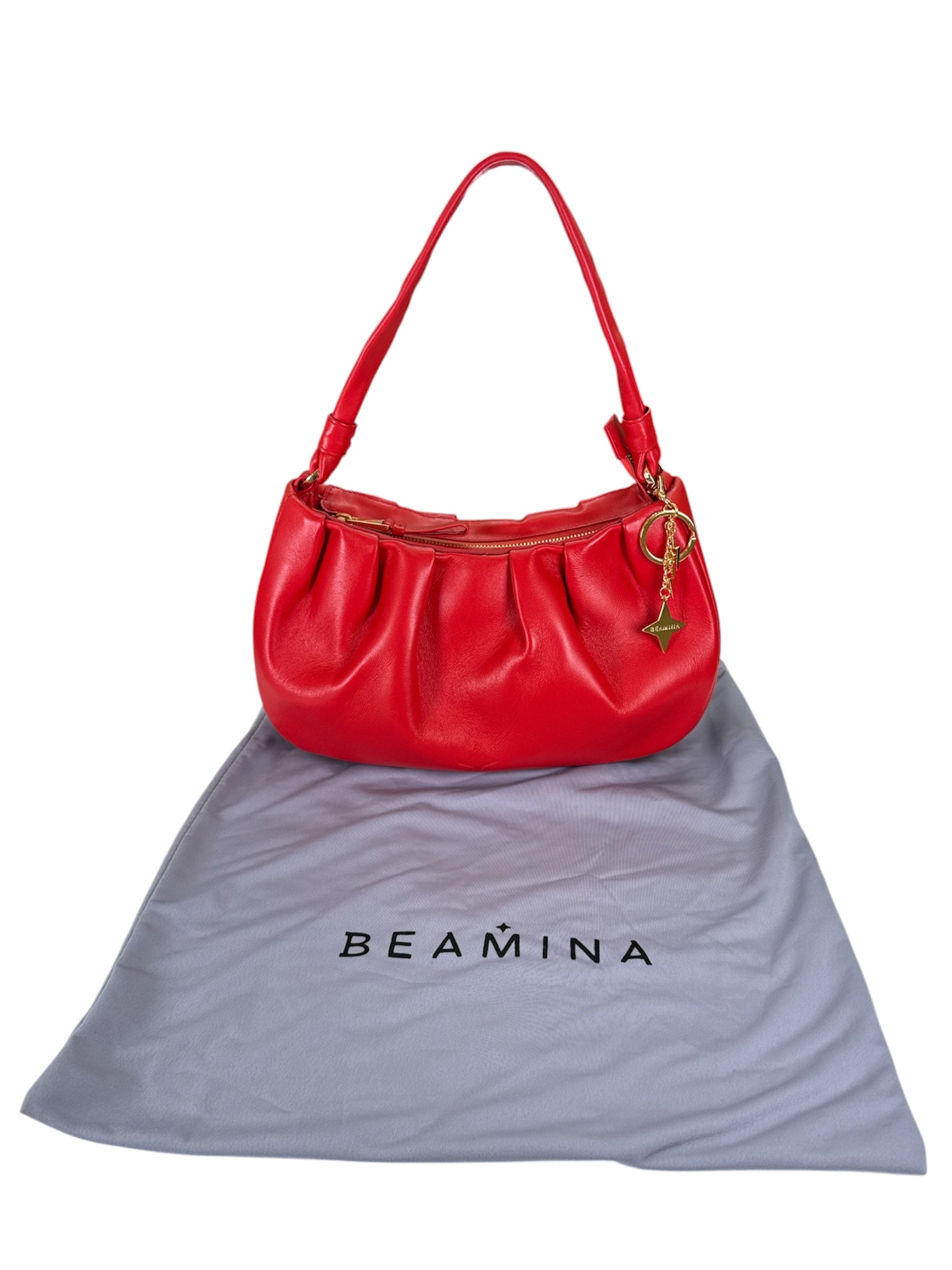Beamina Clau Collection Red Leather Shoulder Bag Elegancia Atemporal e